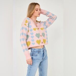Free the Roses Multicolor Heart Cardigan